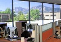 Insolroll Solar Screen Shades Office with Flatirons view