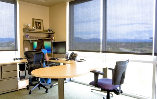 Glare control for office worker using screen
