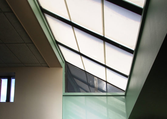 Insolroll commercial solar shade skylight white