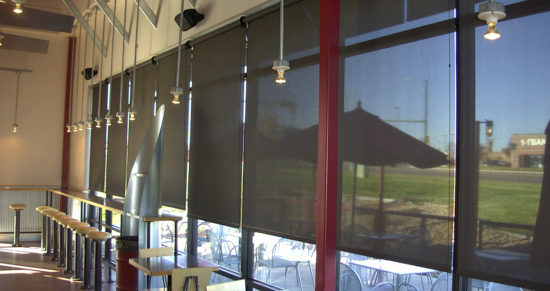 Insolroll commercial solar shades restaurant glare control