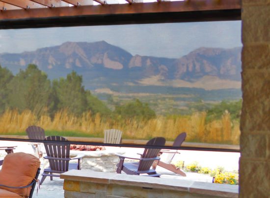Oasis 2600 Patio Shade with view of Flatirons
