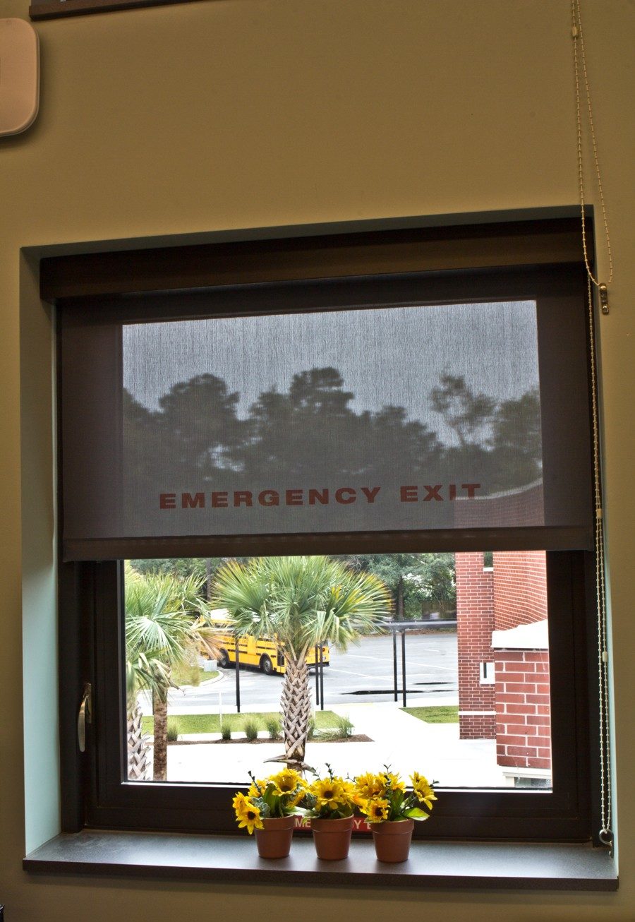 "Emergency Exit" sign printed shade