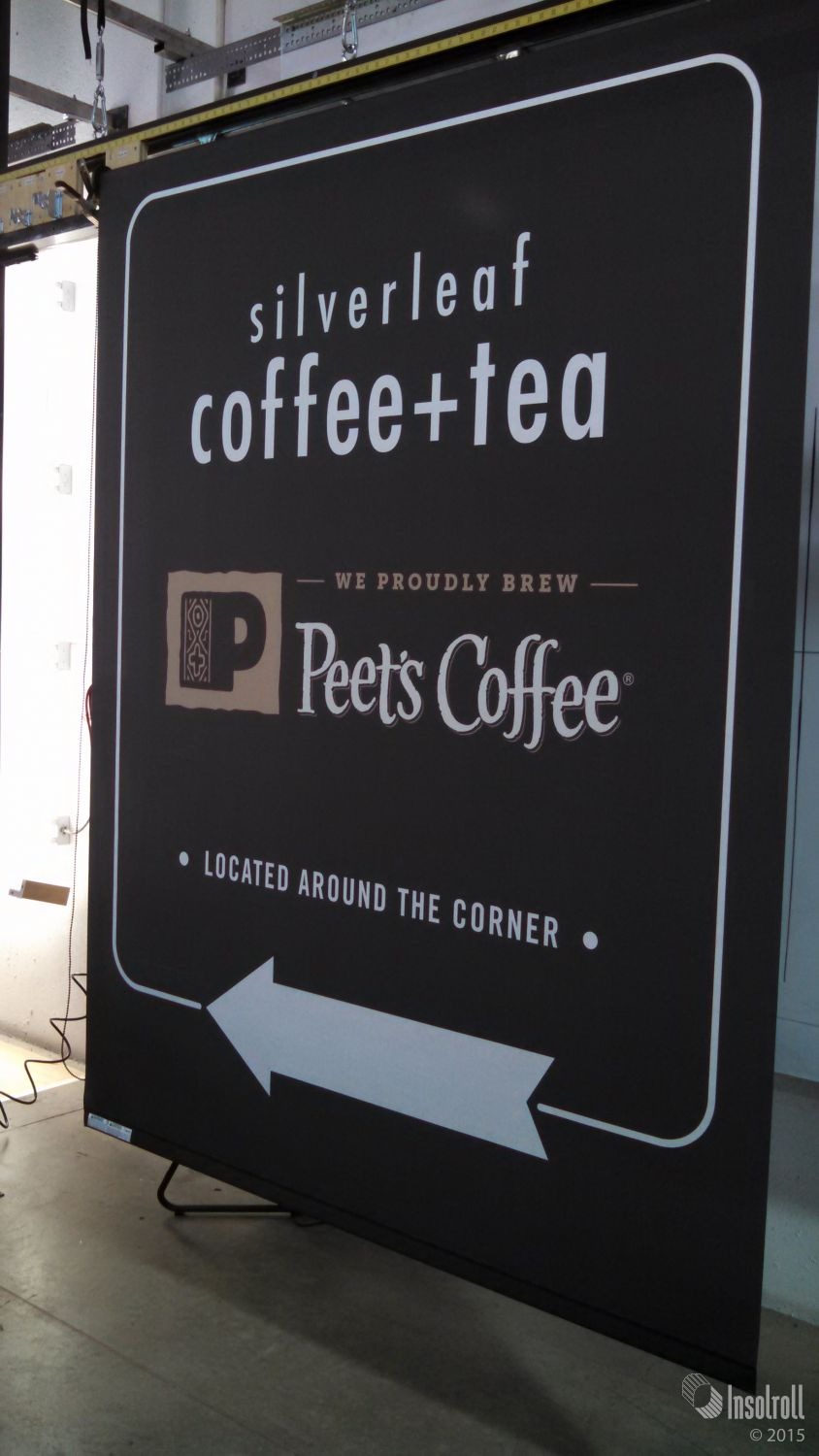 Insolroll printed shade for coffee brand