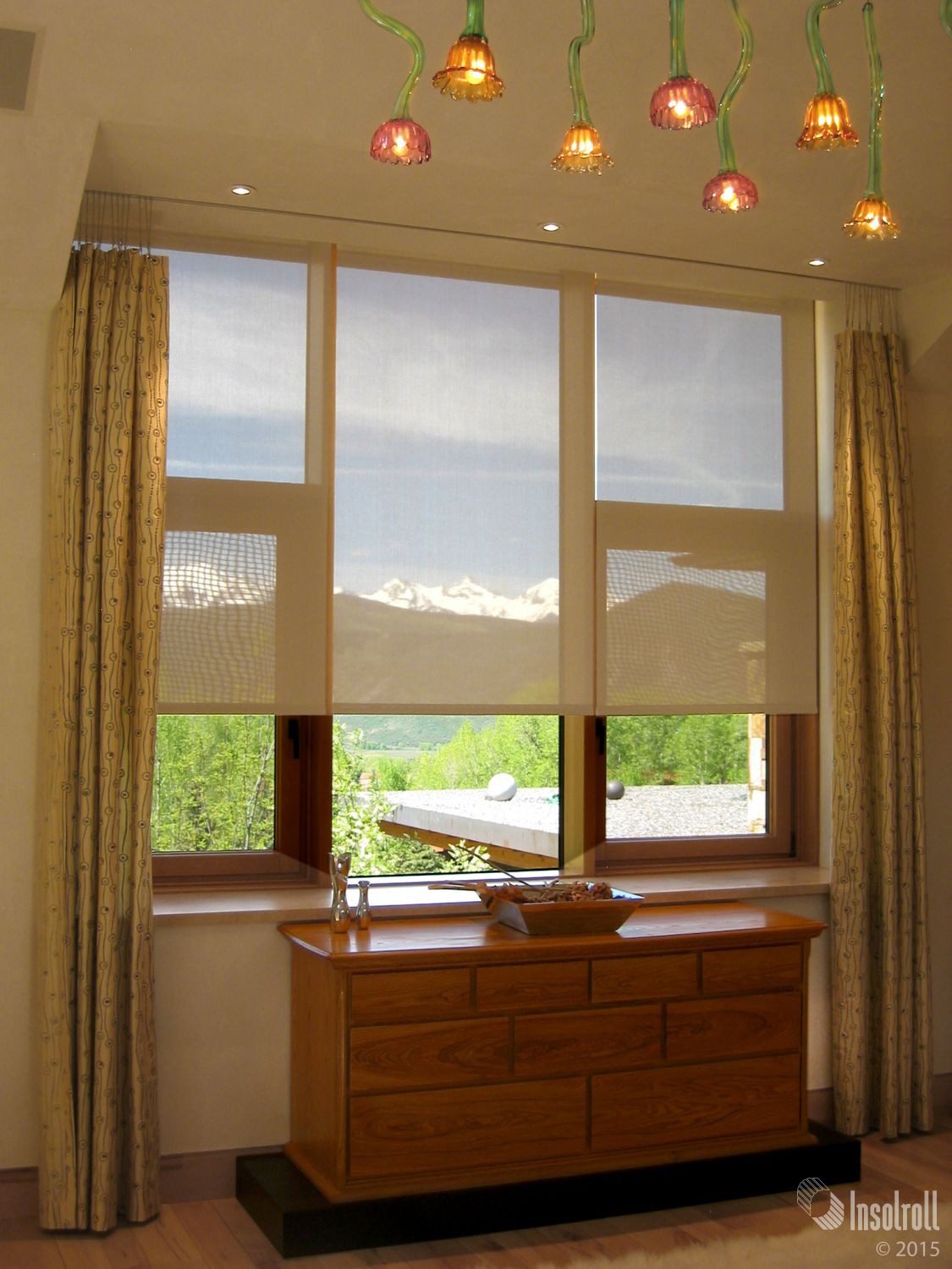 white solar shades in bedroom