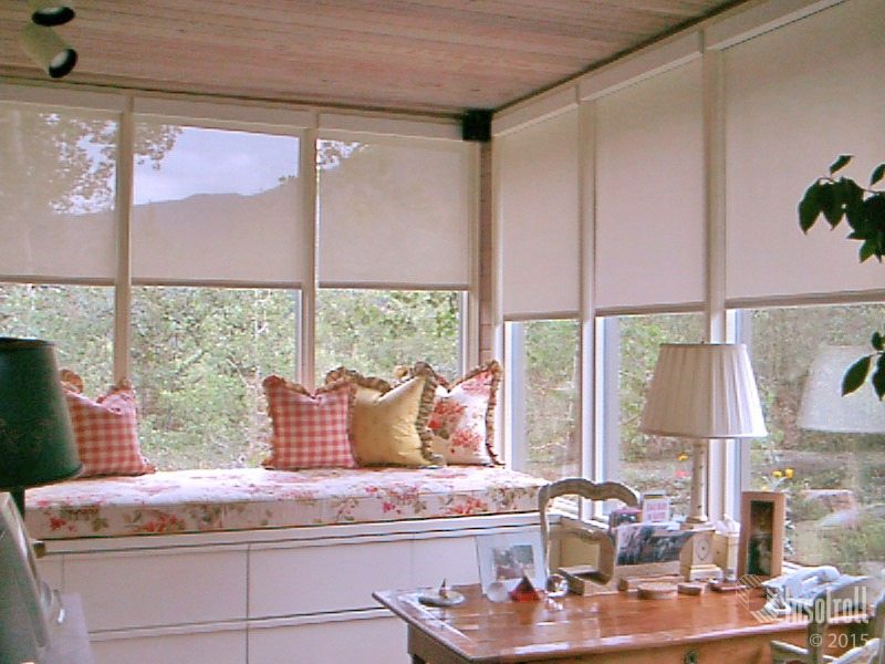 white solar shades floral daybed