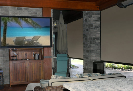 Oasis Exterior Blackout Shades for outdoor tv viewing