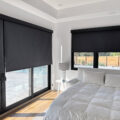 Insolroll Battery Motor Blackout Roller Shades in Bedroom